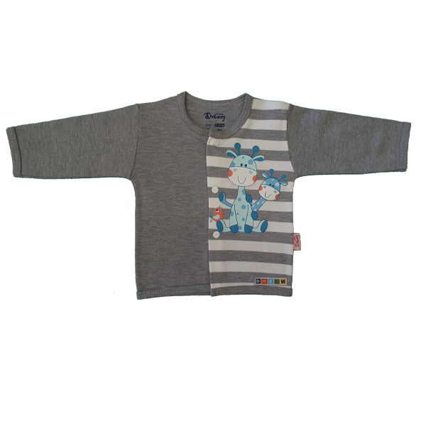 مانتو جلو دکمه دارآرزو طرح زرافه ملانژ