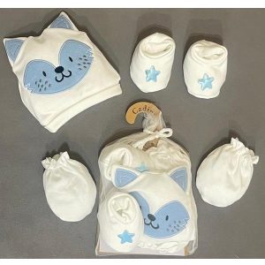 ست کلاه و پاپوش و دستکش نوزاد کادینا طرح c0036